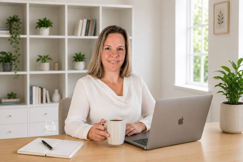 Alexandra Kreml vorm Laptop
