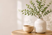 Vase mit Blätter