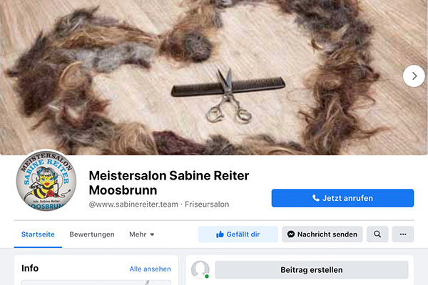 Facebook Betreuung - Meistersalon Sabine Reiter Moosbrunn